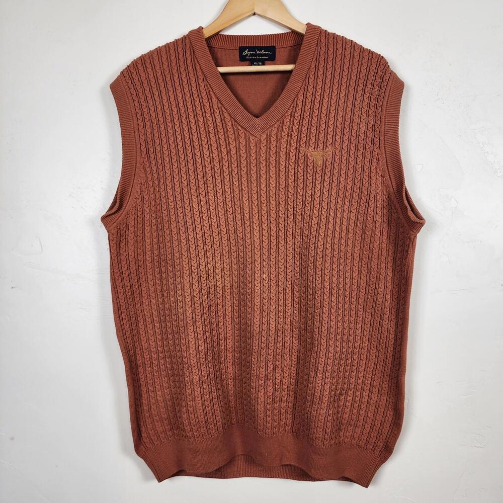 VTG Mens Byron Nelson Eleven Straight Cable Knit Sweater Vest XL Preppy Cottage
